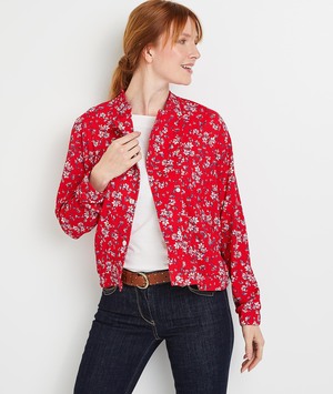 Blouson imprimé fleuri femme ROUGE