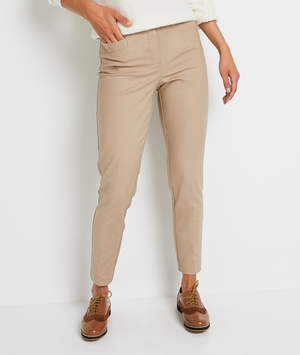 Pantalon élastiqué à la taille femme BEIGE