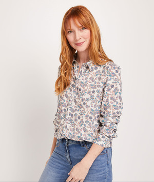 Chemise fluide imprimé fleuri femme BLANC CASSE