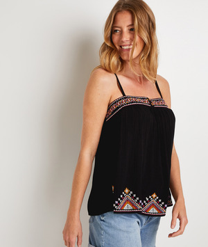 Débardeur brodé femme NOIR