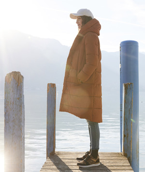 Doudoune longue ample femme CAMEL