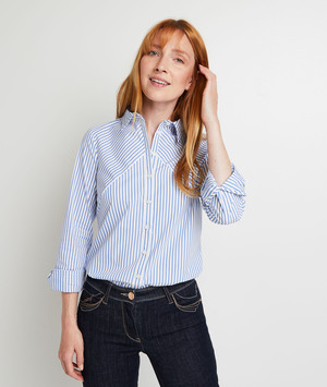 Chemise manches longues rayée femme BLEU