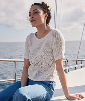 Pull crochet femme ECRU