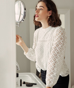 Blouse en dentelle femme BLANC CASSE