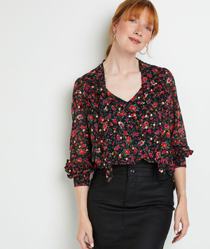 Blouse imprimée femme NOIR