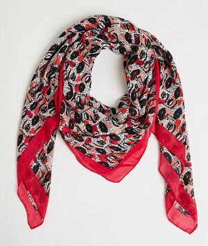 Foulard carré imprimé visages femme ROSE
