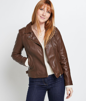 Veste perfecto en cuir femme MARRON