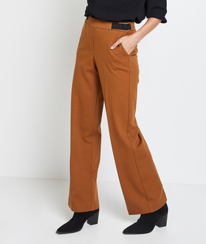 Pantalon large en maille femme CARAMEL