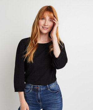 T-shirt manches 3/4 femme NOIR