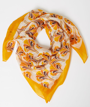 Carré en soie motif Art Déco femme JAUNE