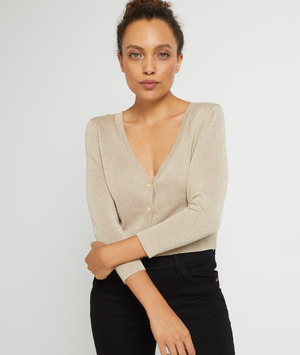 Gilet col V femme BEIGE