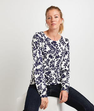 Pull fleuri femme ECRU