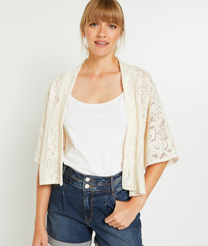 Kimono macramé femme ECRU