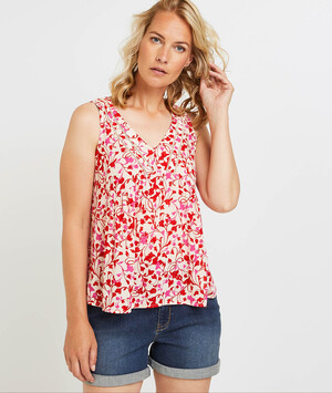Blouse sans manches imprimée femme BLANC CASSE