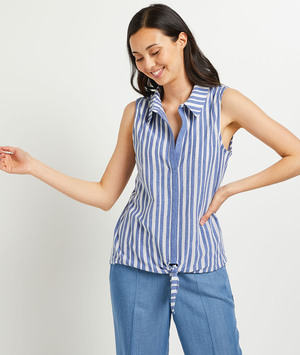 Débardeur à rayures femme BLEU