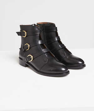 Bottines en cuir femme NOIR