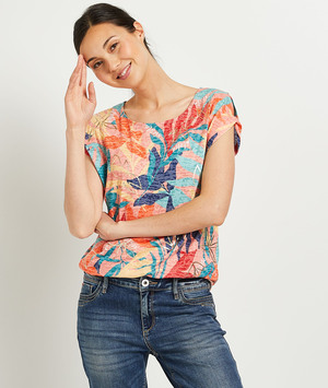 T-shirt manches courtes imprimé femme ORANGE