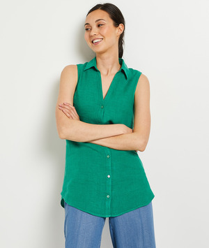 Chemise en lin femme VERT
