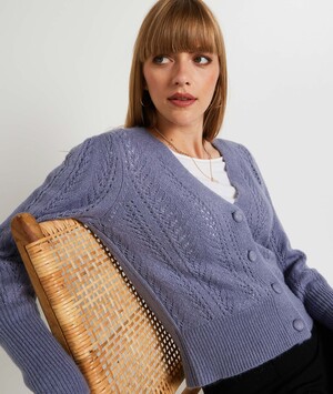 Gilet ajouré femme BLEU