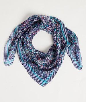 Foulard carré imprimé femme BLEU