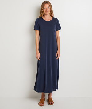 Robe longue en maille femme MARINE