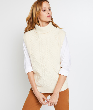Pull sans manches femme BLANC CASSE
