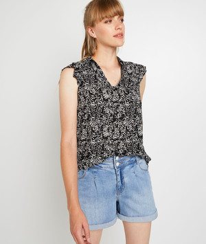 Chemise sans manche imprimée femme NOIR