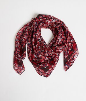 Carré de soie imprimé fleuri femme ROSE