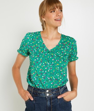 T-shirt col V femme VERT