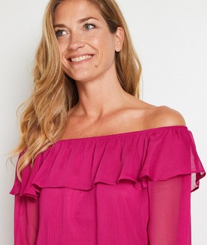 Blouse avec col bardot femme ROSE