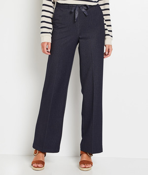 Pantalon large en maille femme BLEU