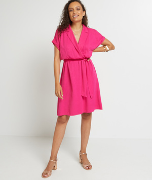 Robe longueur genou en jacquard femme FUSHIA
