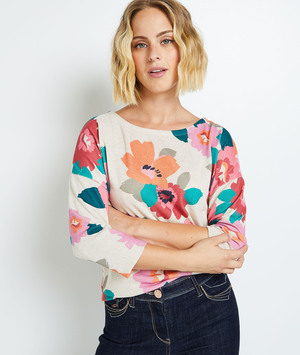 T-shirt à fleurs femme BEIGE