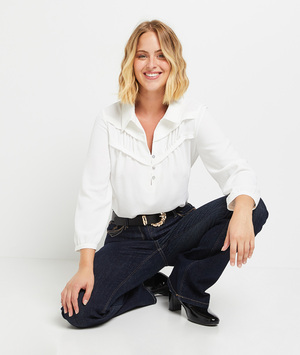 Blouse col chemise femme BLANC CASSE