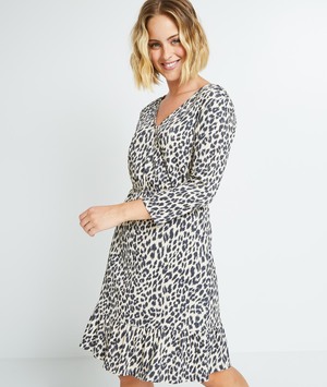 Robe en maille léopard femme BEIGE