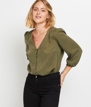 Tunique col V femme KAKI