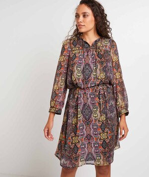 Robe fluide imprimée femme KAKI