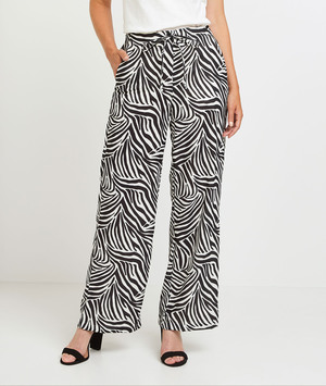 Pantalon large imprimé femme NOIR