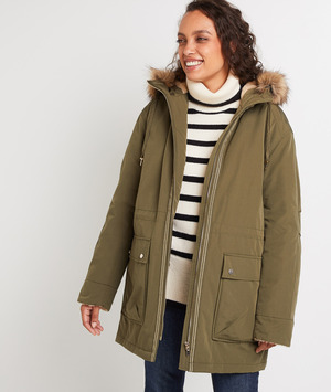 Parka à capuche femme KAKI