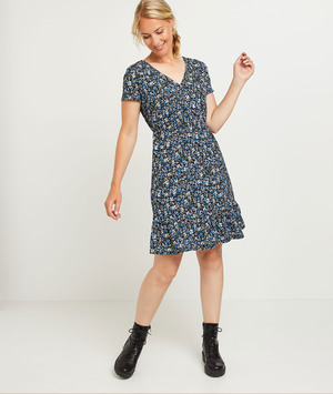 Robe en maille imprimée femme BLEU