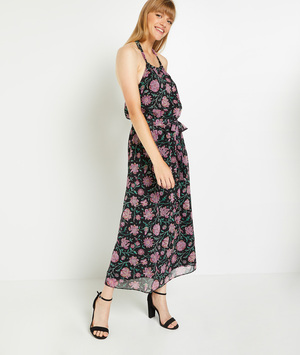 Robe longue imprimée femme NOIR