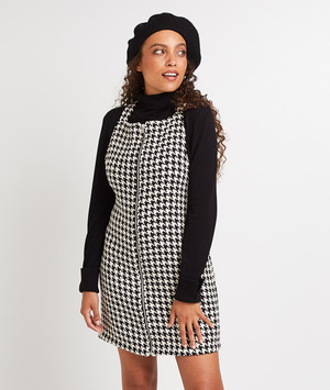 Robe chasuble à carreaux femme NOIR