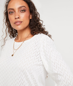 T-shirt maille ajourée femme BLANC