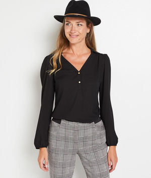 T-shirt bi matière femme NOIR