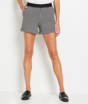 Short pied-de-poule femme NOIR