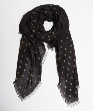 Etole imprimé feuille femme NOIR