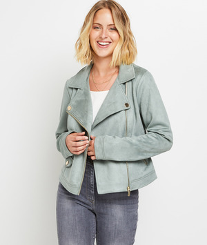 Blouson en suédine femme VERT
