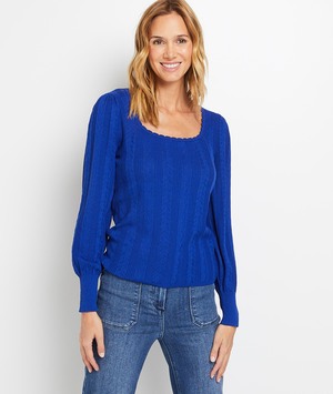 Pull ajouré femme BLEU