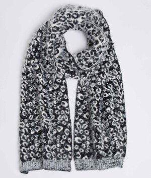 Echarpe tricot imprimé léopard femme ECRU
