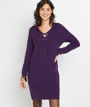 Robe pull à capuche femme VIOLET